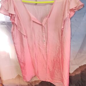 Chic Pink Ruffled Blouse